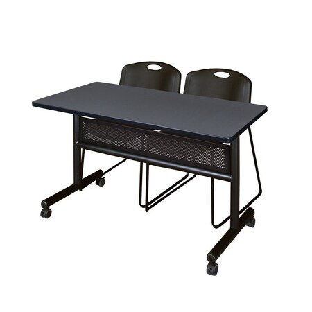 Kobe Rectangle FlipTop Table, 48" W, 29" H, Laminate Top, Gray MKFTM4824GY44BK